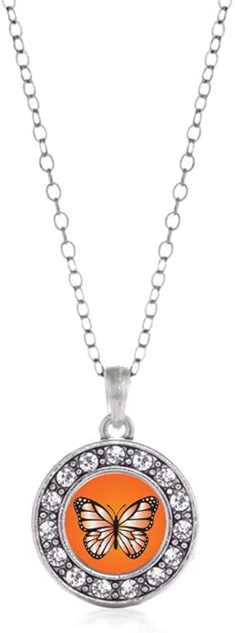 Inspired Silver - Silver Circle Charm 18 Inch Necklace with Cubic Zirconia Jewelry