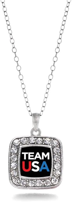 Inspired Silver - Silver Square Charm 18 Inch Necklace with Cubic Zirconia Jewelry