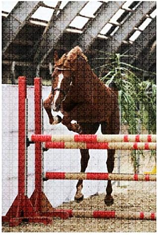 1000 Piece Puzzle Yearling Jumping Over Obstacles on a Free Jumping Competition Without Indoor Activities Difficult Jigsaw Puzzle Set for Adults Children Educational Toys Gift