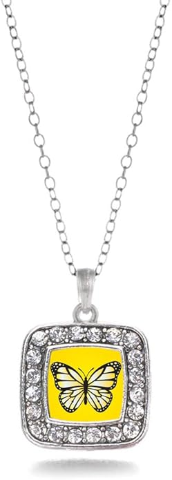 Inspired Silver - Silver Square Charm 18 Inch Necklace with Cubic Zirconia Jewelry