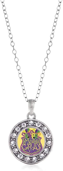 Inspired Silver - Silver Circle Charm 18 Inch Necklace with Cubic Zirconia Jewelry