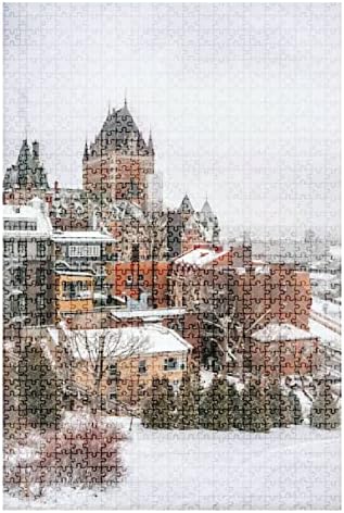 1000 Piece Puzzle Cityscape of Old Town of Quebec Canada in Winter time Indoor Activities Difficult Jigsaw Puzzle Set for Adults Children Educational Toys Gift