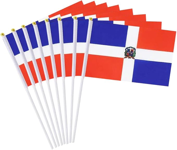 20 Pack Small Dominica Flags on Stick Mini Handheld Dominican Flag for Parades, Independence Day and Patriotic Events 5x8 Inch Durable Weather-Resistant Flags with 12 Inch Sticks(Dominica)