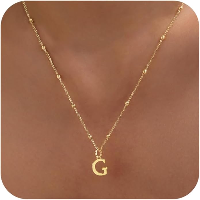 MDIEEL Initial Necklaces for Women Dainty 14k Gold Plated A-Z Letter Pendant Name Necklaces Cute Charm Choker Fashion Accessories Non Tarnish Trendy Jewelry Gift