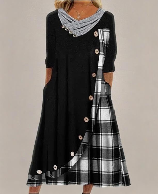 Winter Dresses for Women Wedding Guests Casual Cute Heart Long Sleeve Tiered Maxi Dress with Pockets Plus Size