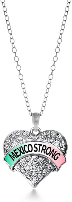 Inspired Silver - Silver Pave Heart Charm 18 Inch Necklace with Cubic Zirconia Jewelry