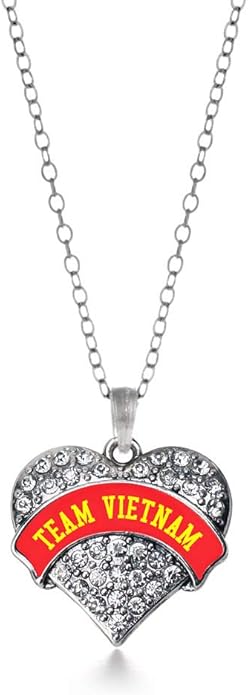 Inspired Silver - Silver Pave Heart Charm 18 Inch Necklace with Cubic Zirconia Jewelry