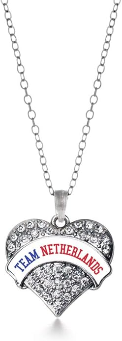 Inspired Silver - Silver Pave Heart Charm 18 Inch Necklace with Cubic Zirconia Jewelry