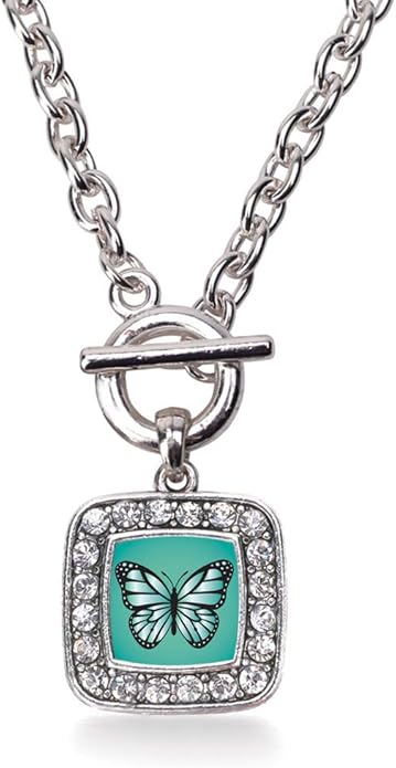 Inspired Silver - Silver Square Charm 18 Inch Necklace with Cubic Zirconia Jewelry