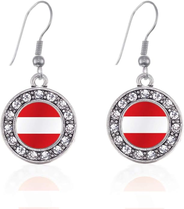 Inspired Silver - Silver Circle Charm French Hook Drop Earrings with Cubic Zirconia Jewelry