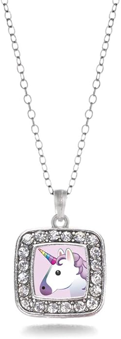 Inspired Silver - Silver Square Charm 18 Inch Necklace with Cubic Zirconia Jewelry