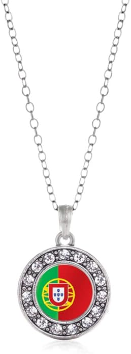 Inspired Silver - Silver Circle Charm 18 Inch Necklace with Cubic Zirconia Jewelry
