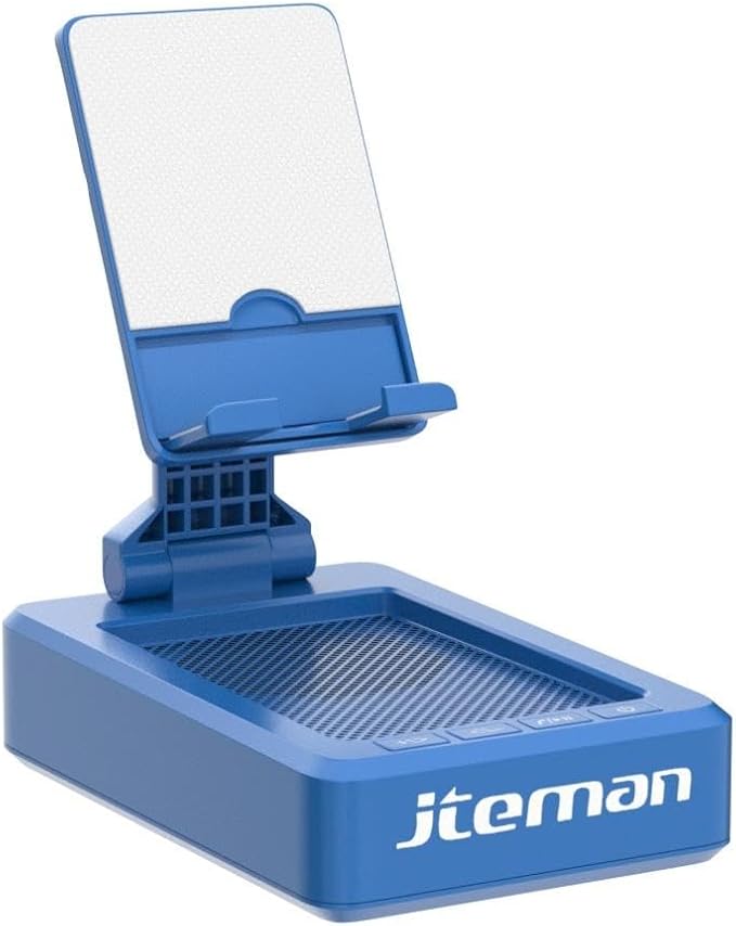 JTEMAN Phone Stand with Wireless Bluetooth Speaker, HD Surround Sound Bluetooth Speaker for Desk Perfect for Home Kitchen Gadgets Gifts,Compatible with iPhone/ipad/Samsung Galaxy(Blue)