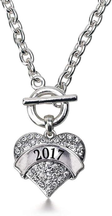 Inspired Silver - Silver Pave Heart Charm 18 Inch Necklace with Cubic Zirconia Jewelry