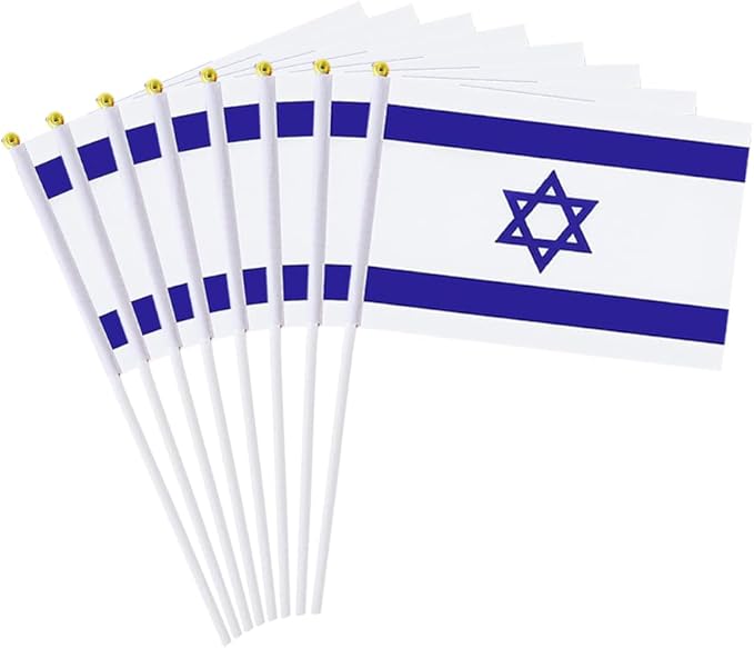 20 Pack Small Israel Flags on Stick Mini Handheld Israeli Flag for Parades, Independence Day and Patriotic Events 5x8 Inch Durable Weather-Resistant Flags with 12 Inch Sticks(Israel)