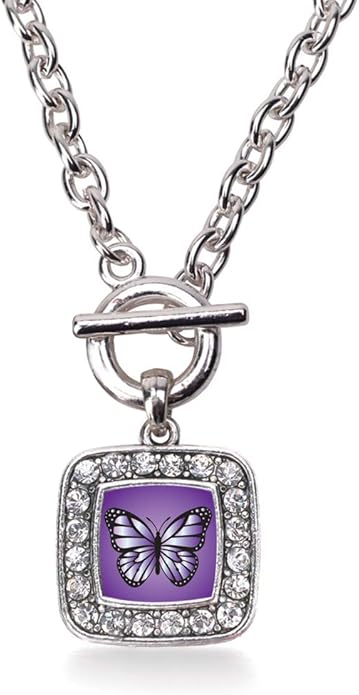 Inspired Silver - Silver Square Charm 18 Inch Necklace with Cubic Zirconia Jewelry