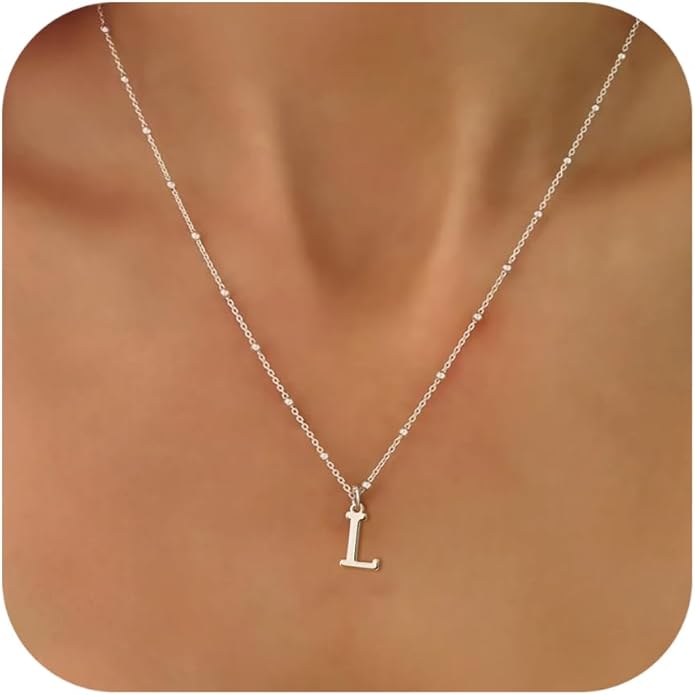 MDIEEL Initial Necklaces for Women Dainty 14k Gold Plated A-Z Letter Pendant Name Necklaces Cute Charm Choker Fashion Accessories Non Tarnish Trendy Jewelry Gift