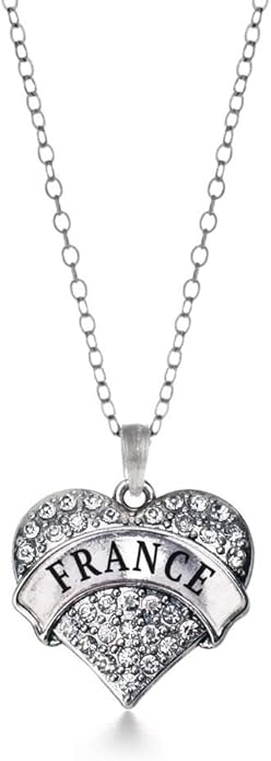 Inspired Silver - Silver Pave Heart Charm 18 Inch Necklace with Cubic Zirconia Jewelry
