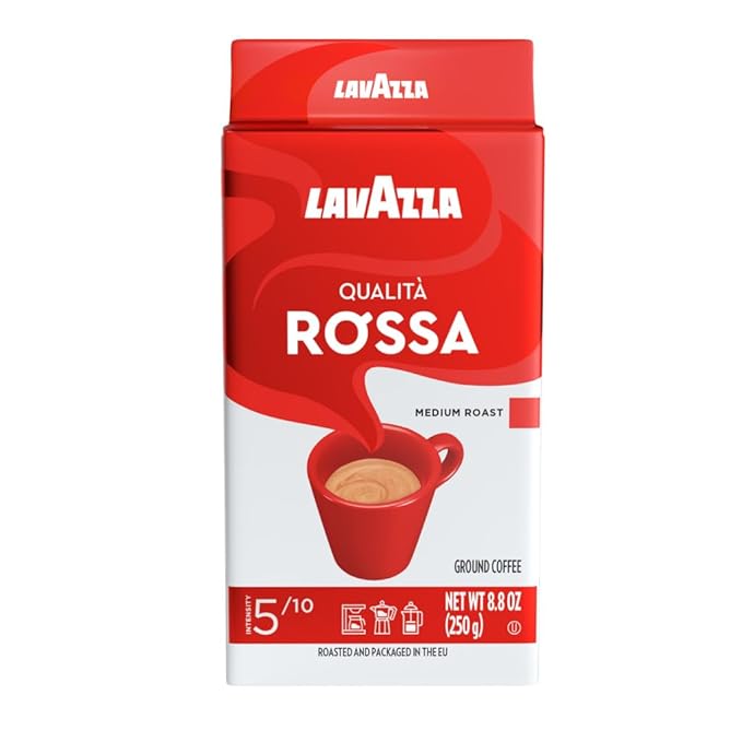 Lavazza Qualità Rossa Ground Coffee, Medium Roast, Arabica and Robusta Blend, 8.8 oz Brick