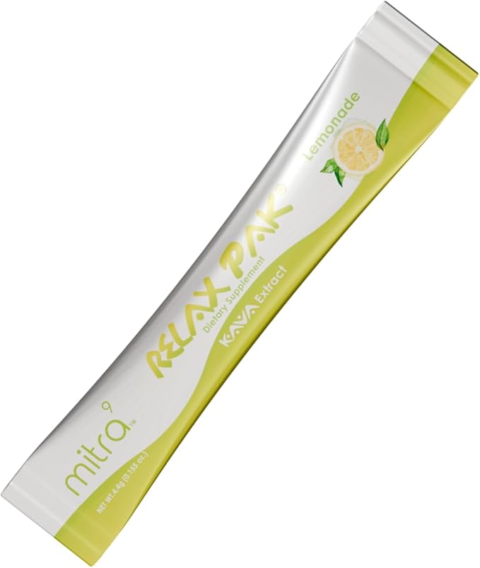 Mitra9 Kava Powder RelaxPak - Lemonade Kava Extract Powder Packets | Mood Enhancer | Plant Based | Promotes Natural Calm & Clarity | Easy Open Single-Serving Stick (30)