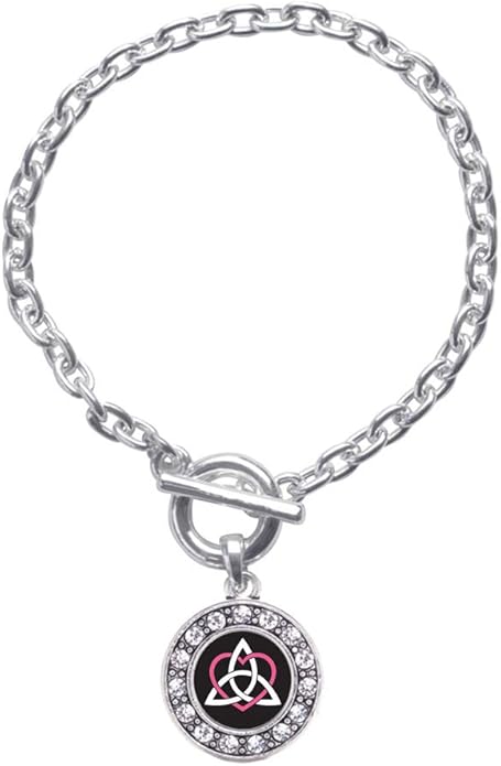 Inspired Silver - Silver Circle Charm Toggle Bracelet with Cubic Zirconia Jewelry