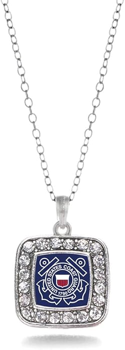 Inspired Silver - Silver Square Charm 18 Inch Necklace with Cubic Zirconia Jewelry
