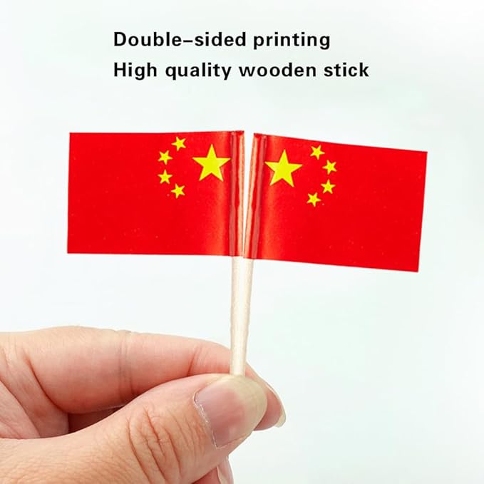 China Flag Chinese Flag, Small Mini China Toothpick Flags for Food, Cupcakes, Cocktails, Appetizers, Bar Party Decorations