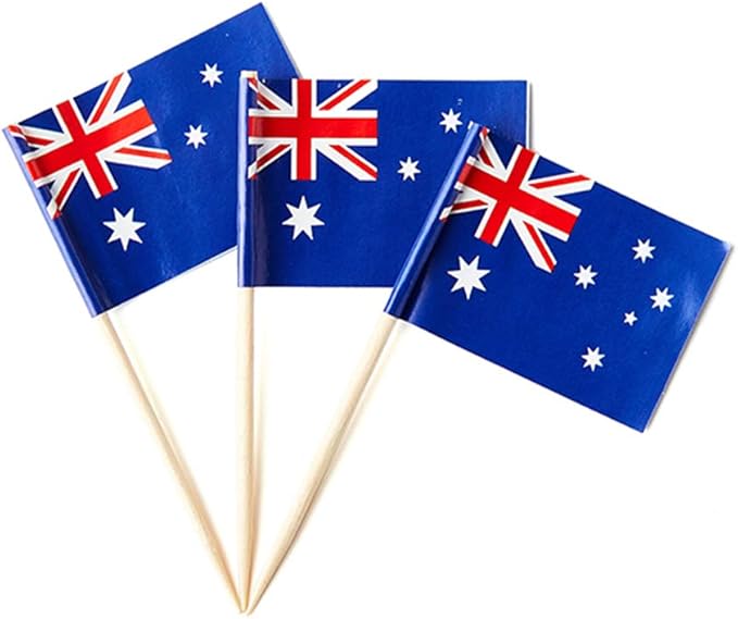 Australia Flag Australian Flag, Small Mini Australia Toothpick Flags for Food, Cupcakes, Cocktails, Appetizers, Bar Party Decorations