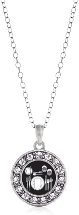 Inspired Silver - Silver Circle Charm 18 Inch Necklace with Cubic Zirconia Jewelry