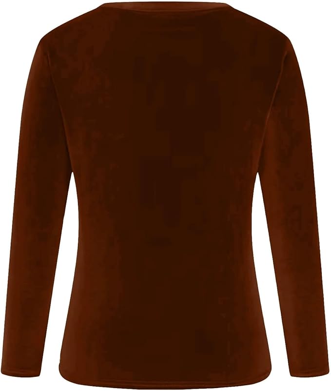Velvet Tops for Women Dressy Casual V Neck Shirts Loose Fit Vintage Long Sleeve Velour Blouse Solid Holiday Party Outfits