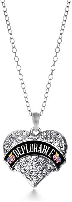Inspired Silver - Silver Pave Heart Charm 18 Inch Necklace with Cubic Zirconia Jewelry