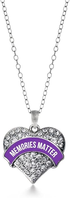 Inspired Silver - Silver Pave Heart Charm 18 Inch Necklace with Cubic Zirconia Jewelry