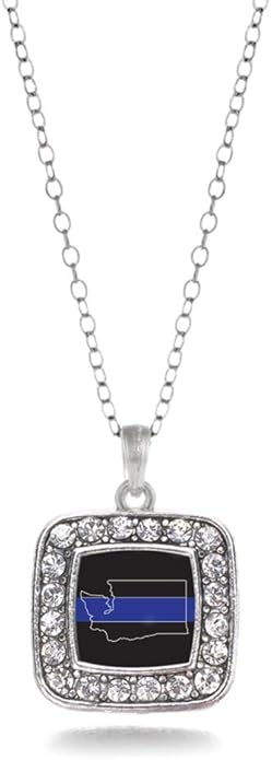 Inspired Silver - Silver Square Charm 18 Inch Necklace with Cubic Zirconia Jewelry