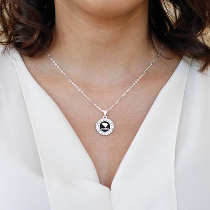 Inspired Silver - Silver Circle Charm 18 Inch Necklace with Cubic Zirconia Jewelry