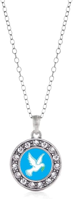 Inspired Silver - Silver Circle Charm 18 Inch Necklace with Cubic Zirconia Jewelry