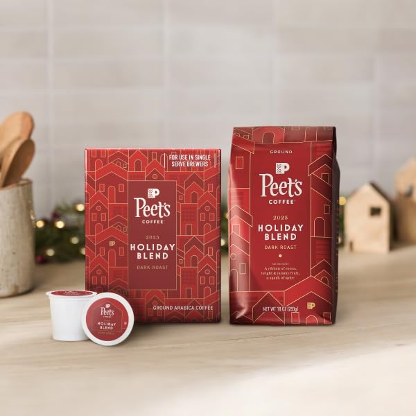 Peet's Coffee, Dark Roast Keurig K-Cup Pods - Holiday Blend 60 Count (6 Boxes of 10 K-Cup Pods)