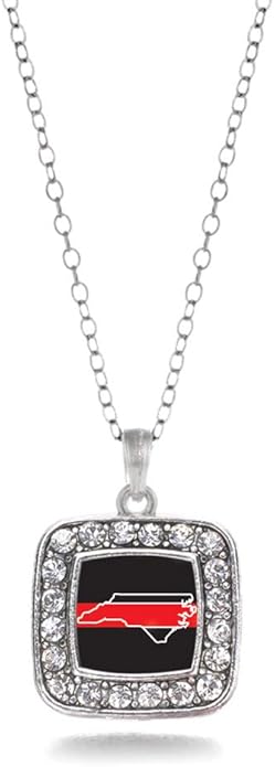 Inspired Silver - Silver Square Charm 18 Inch Necklace with Cubic Zirconia Jewelry