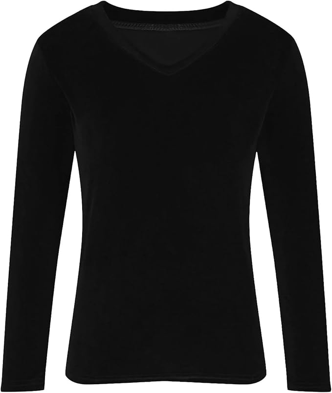 Velvet Tops for Women Dressy Casual V Neck Shirts Loose Fit Vintage Long Sleeve Velour Blouse Solid Holiday Party Outfits