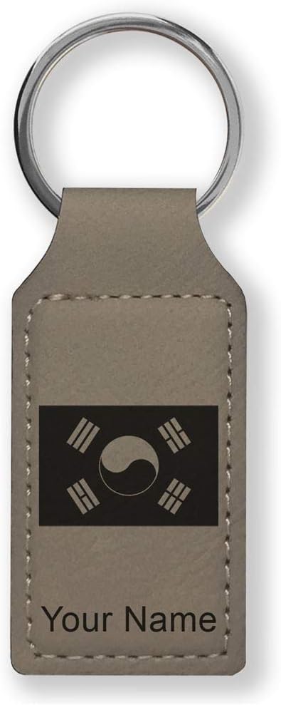 LaserGram Rectangle Keychain, Flag of South Korea, Personalized Engraving Included
