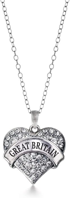 Inspired Silver - Silver Pave Heart Charm 18 Inch Necklace with Cubic Zirconia Jewelry