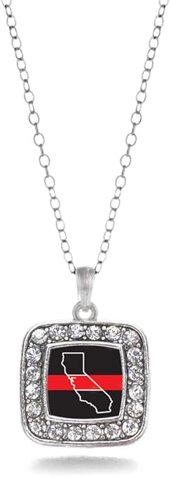 Inspired Silver - Silver Square Charm 18 Inch Necklace with Cubic Zirconia Jewelry