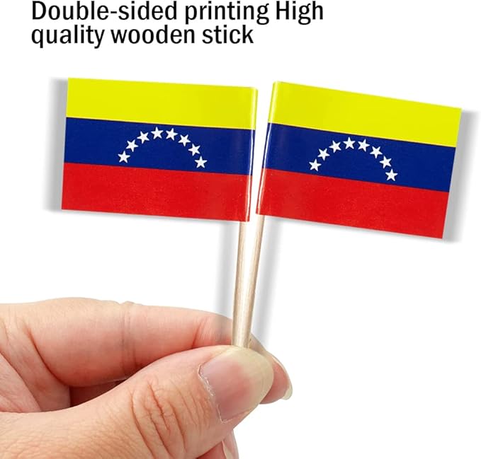 Venezuela Flag Venezuelan Flag, Small Mini Venezuela Toothpick Flags for Food, Cupcakes, Cocktails, Appetizers, Bar Party Decorations