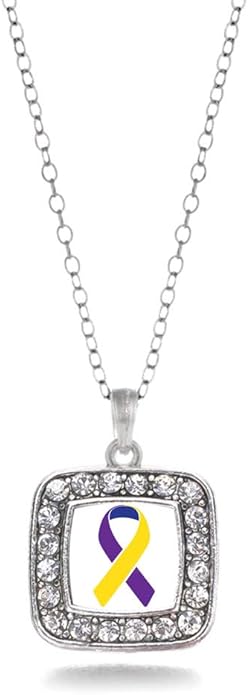 Inspired Silver - Silver Square Charm 18 Inch Necklace with Cubic Zirconia Jewelry