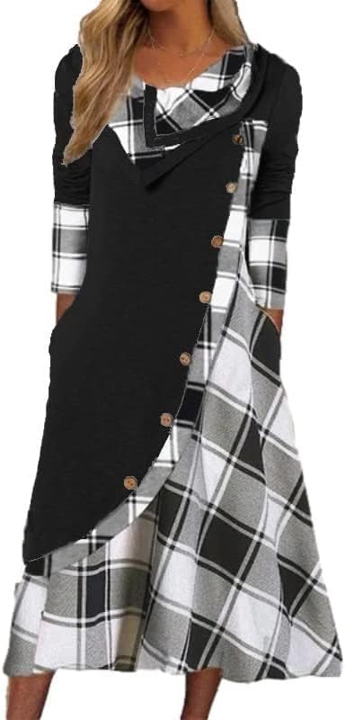 Winter Dresses for Women Wedding Guests Casual Cute Heart Long Sleeve Tiered Maxi Dress with Pockets Plus Size
