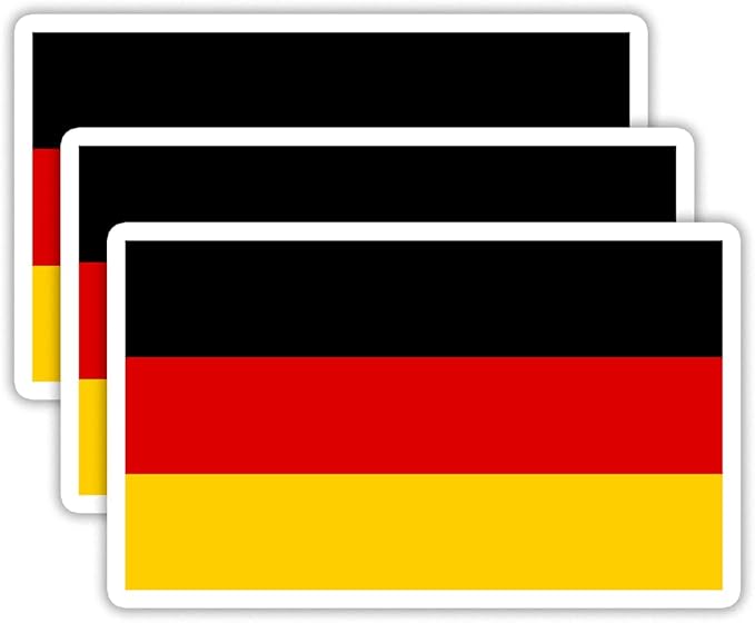 (3PCS) Germany Flag stickers, Countries Flag Stickers - Waterproof Vinyl Decals For Laptops, Tumblers, Water Bottles, Books, Scrapbooks, Size 3 x 1.8