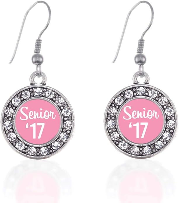 Inspired Silver - Silver Circle Charm French Hook Drop Earrings with Cubic Zirconia Jewelry