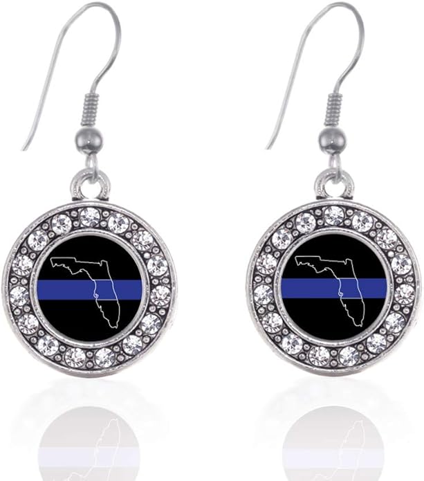 Inspired Silver - Silver Circle Charm French Hook Drop Earrings with Cubic Zirconia Jewelry