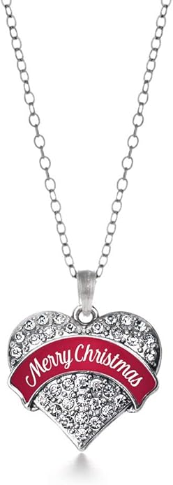 Inspired Silver - Silver Pave Heart Charm 18 Inch Necklace with Cubic Zirconia Jewelry