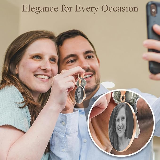 ikkado Personalized Picture Keychain – Custom Double-Sided Photo & Engraved Text Key Chain Gift for Mom, Dad – Made in USA