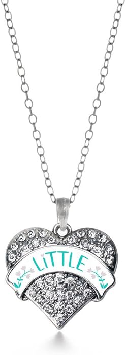 Inspired Silver - Silver Pave Heart Charm 18 Inch Necklace with Cubic Zirconia Jewelry